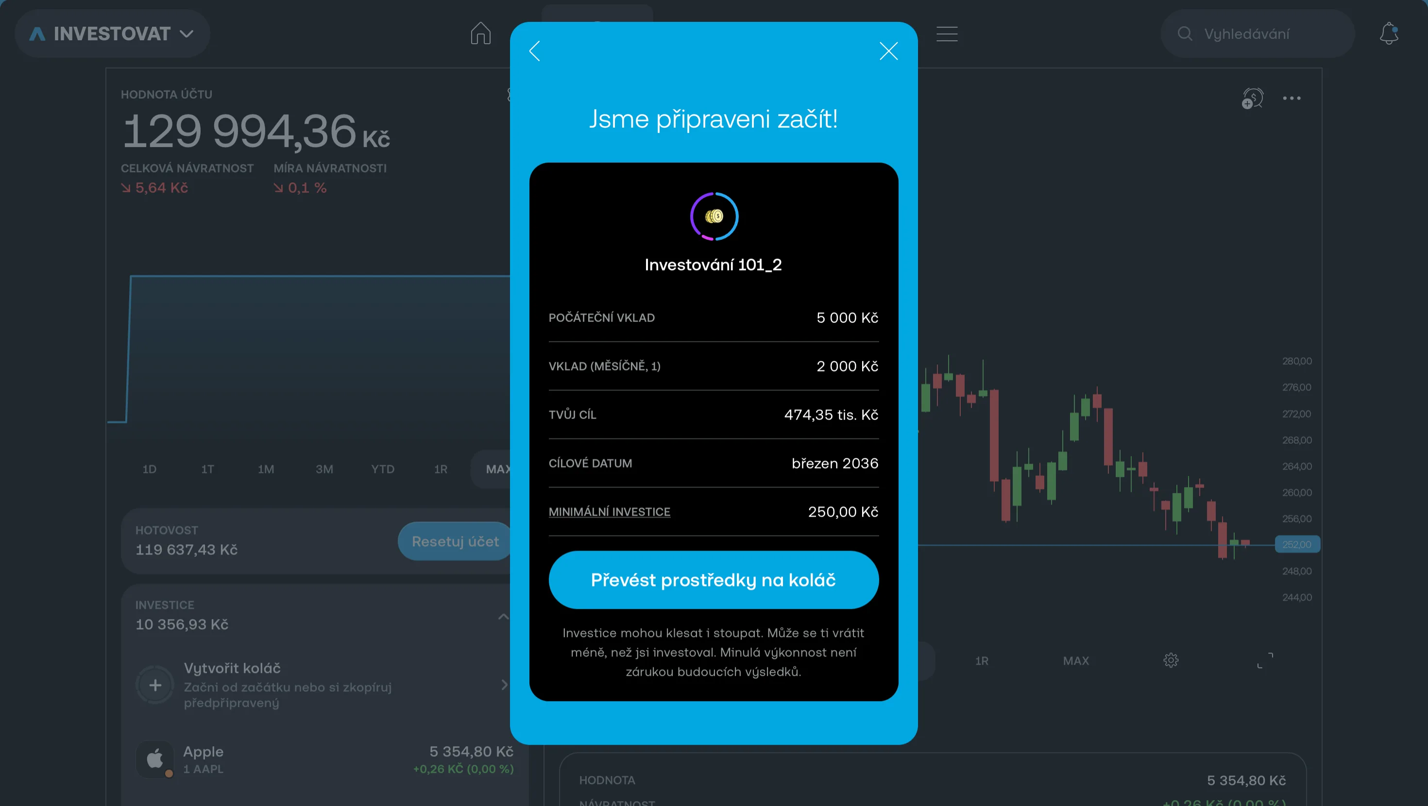Trading 212 — potvrzení investičního plánu